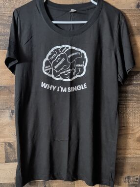 ecru Black Short-Sleeve Graphic Tee with White Brain Print